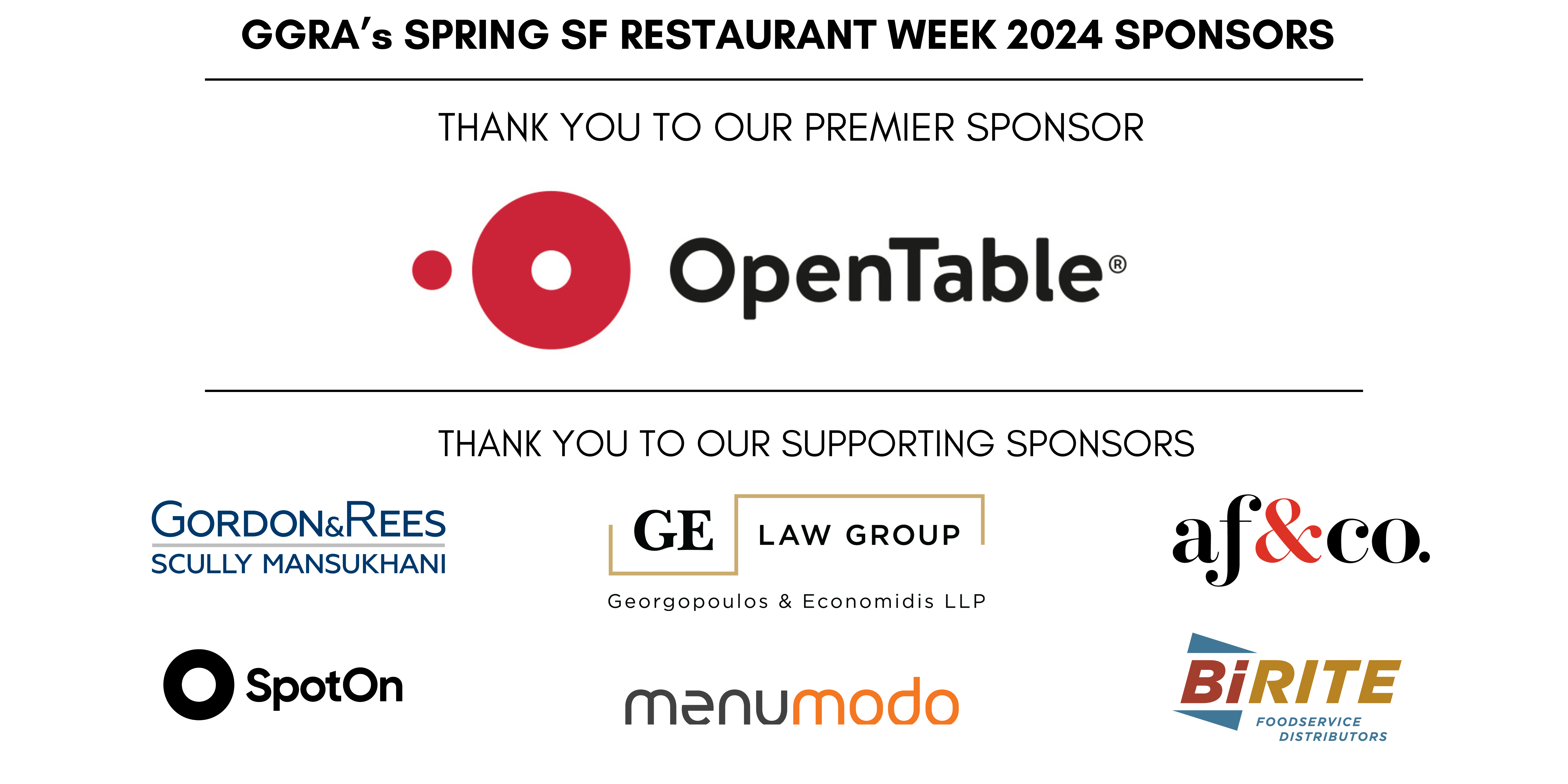 Spring 2024 Sponsors San Francisco Restaurant Week